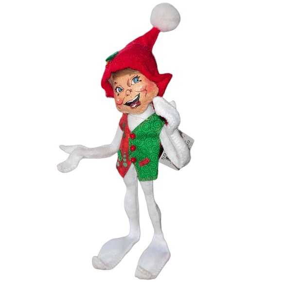 Annalee 9" Festive White Christmas Elf 2017 #500617 New Holiday Decoration Nwt - Picture 2 of 4